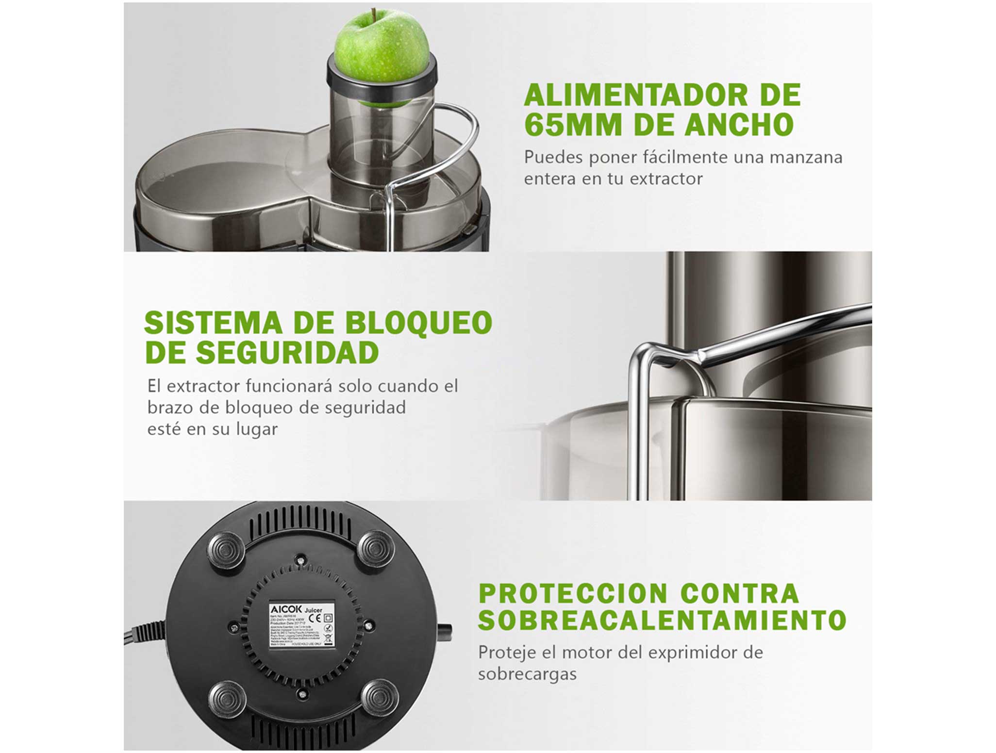 Extractor De Jugos Aicok E0516 | Surtidora - surtidoradepartamental