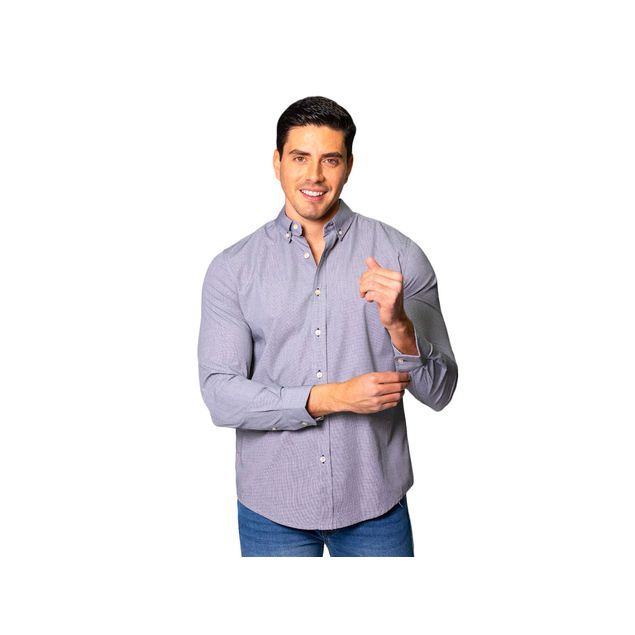 Camisa-Bobois-Con-Estampado-De-Micro-Cuadros-Y-Botones-Para-Hombre-B41211