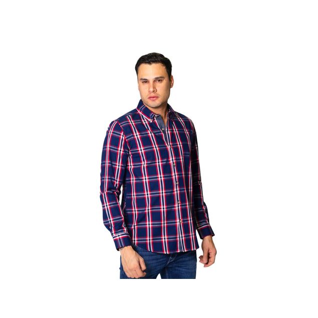 Camisa-Bobois-Con-Estampado-De-Cuadros-Con-Botones-Para-Hombre-B41107-