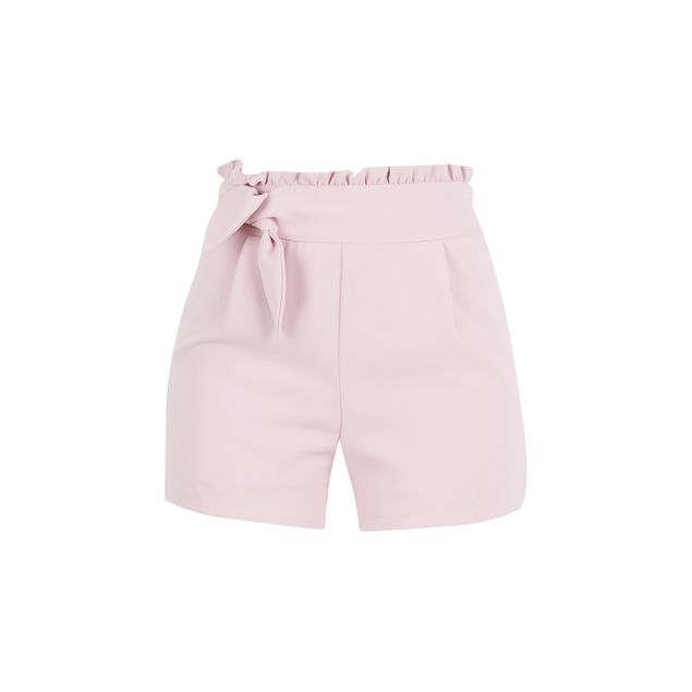 Short-We-21-Liso-Con-Nudo-A-Un-Costado-Cintura-Con-Pliegues-Para-Mujer