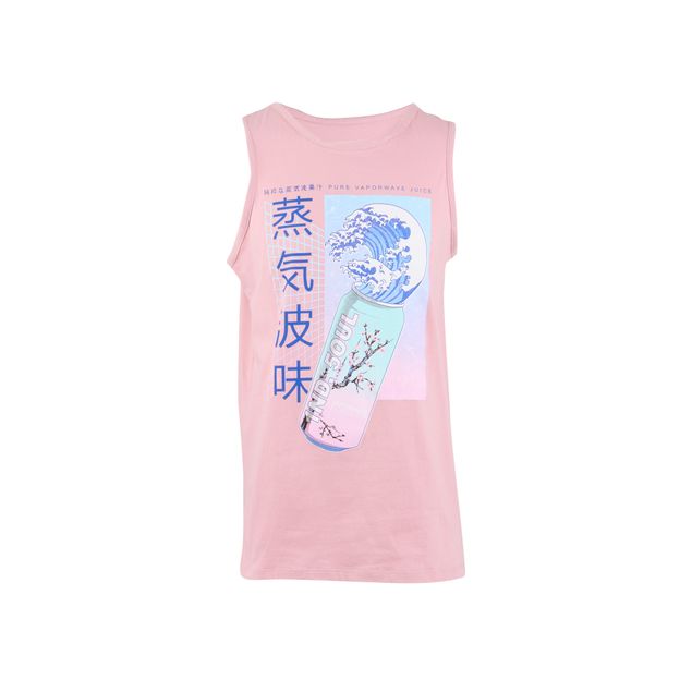 Playera-Indian-Soul-Print-Estampado-Letras-Chinas-Sin-Manga-Para-Hombre