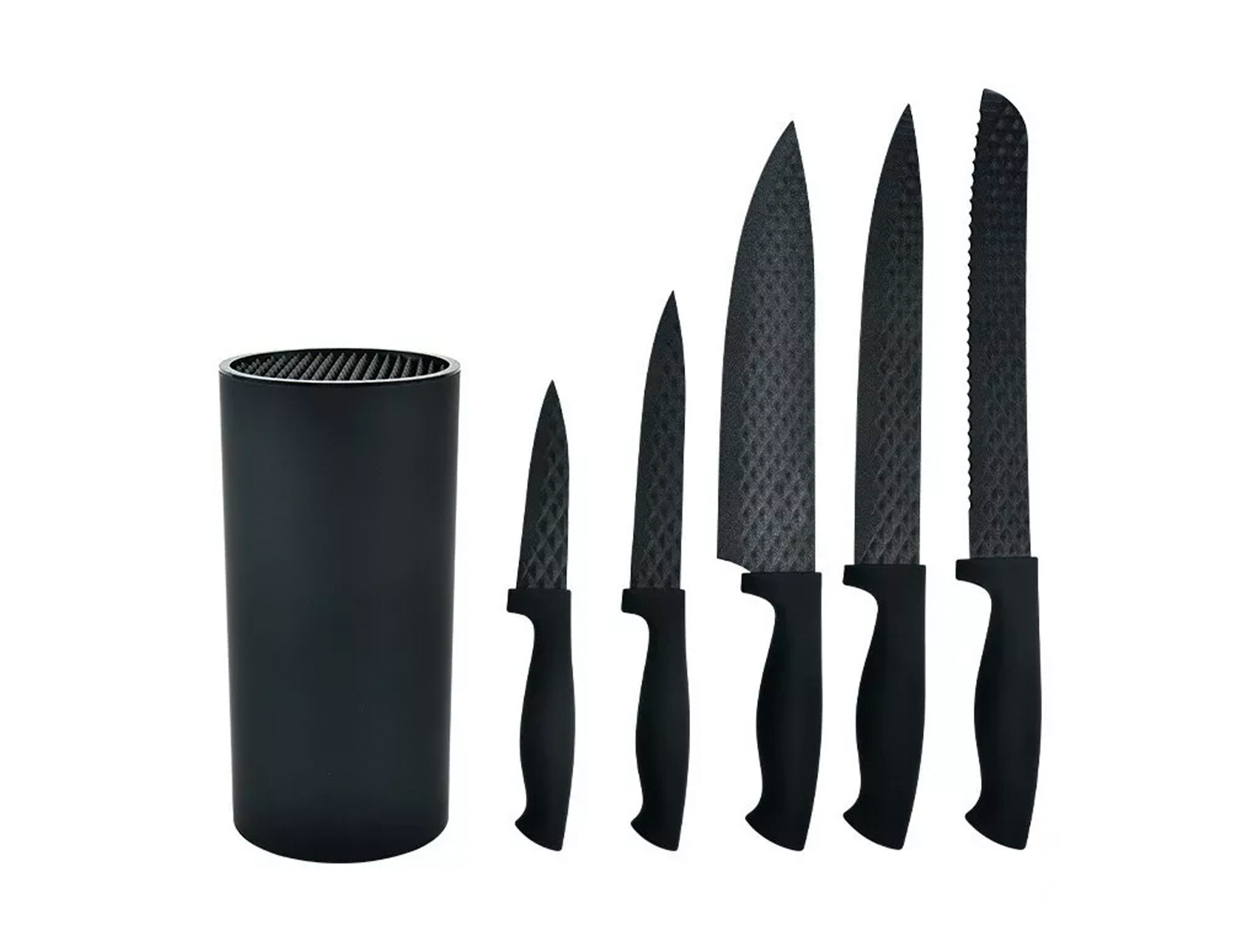 Set Cuchillos Queen 5 Piezas Con Base Negro Csc001-01