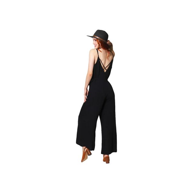 Jumpsuit-Bobois-Acampanado-Con-Tirantes-Liso-Cuello-V-Y-Jareta-Para-Mujer-W41141