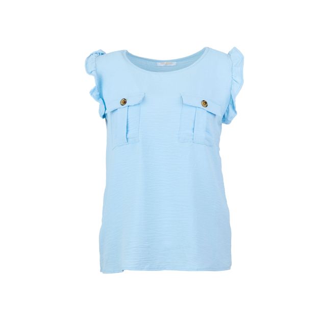 Blusa-Top-Model-Manga-Con-Olan-Y-Bolsas-En-El-Pecho-Para-Mujer-PM-B-9252R
