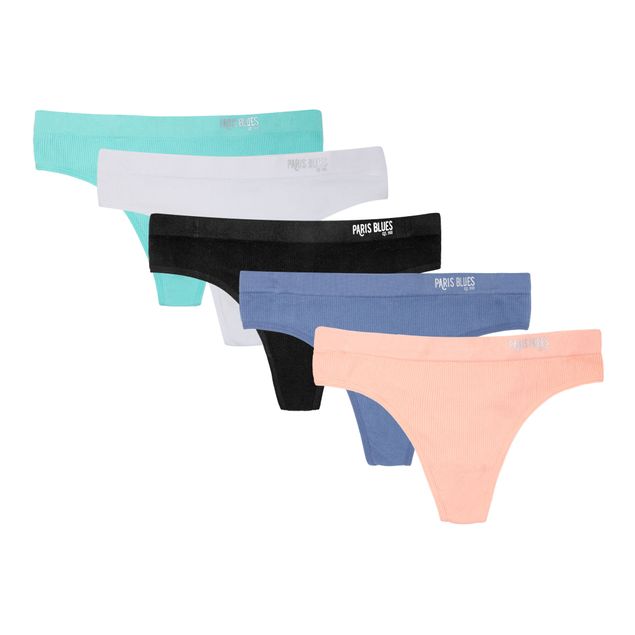 Set-Tanga-Paris-Blue-De-5-Rib-Microfibra-Para-Mujer-PB2068-5PK