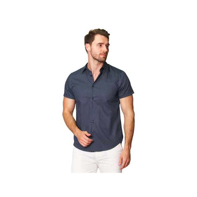 Camisa-Bobois-Con-Estampado-De-Puntos-Para-Hombre-B41384-Mar