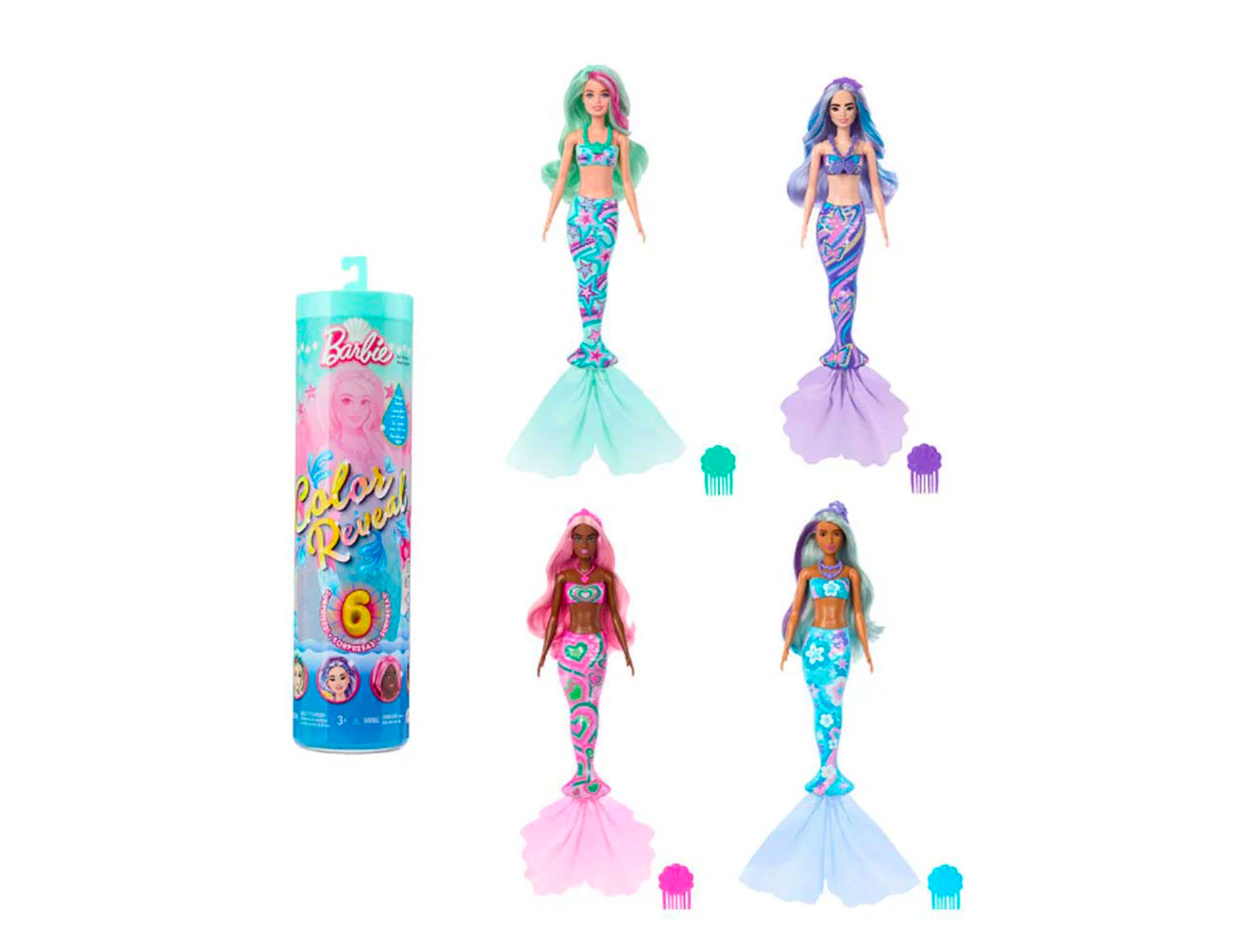 Muneca Barbie Sirena Colore Reveal Para Ninas HTH45 Surtidora surtidoradepartamental