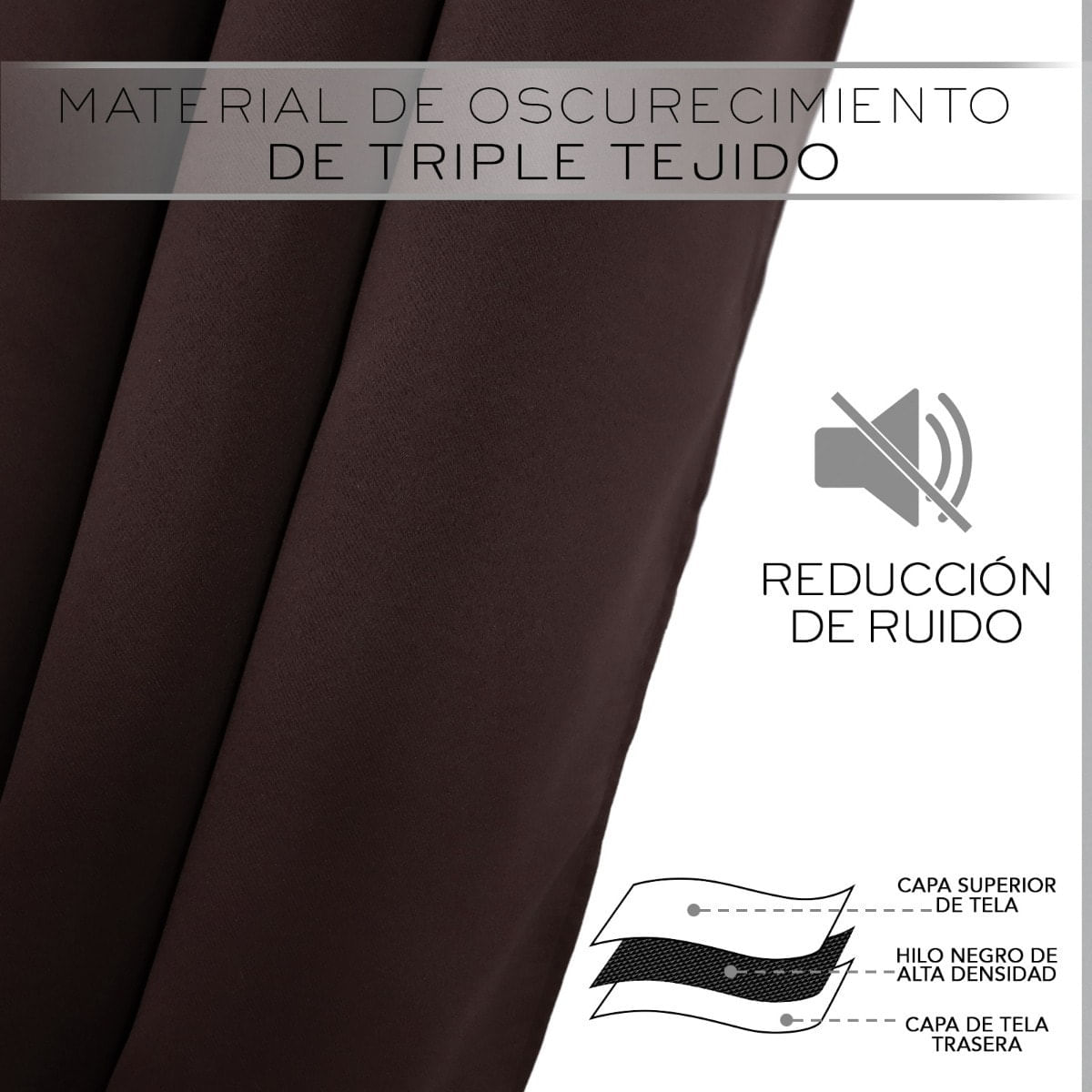 Cortinas Blackout 2 Paneles 2.14m Ancho X 1.30m Largo Chocolate-2