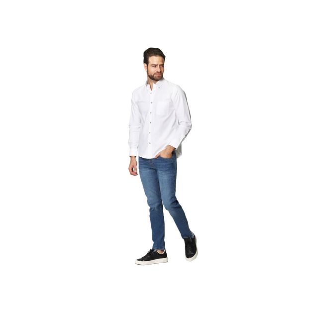 Camisa-Bobois-Lisa-De-Manga-Larga-Oxford-Para-Hombre-B41111-BLA