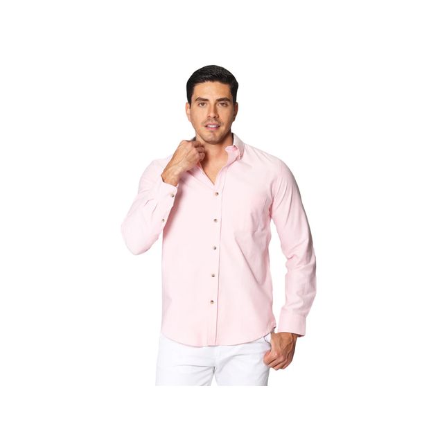 Camisa-Bobois-Lisa-De-Manga-Larga-Oxford-Para-Hombre-B41111-ROS