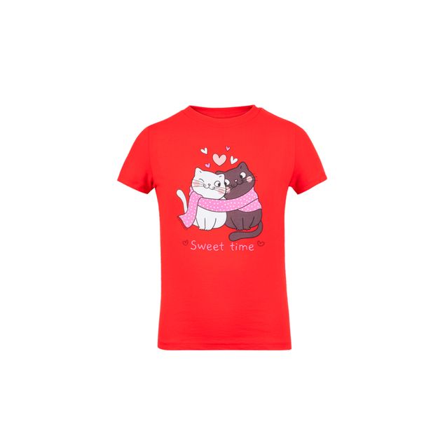 Playera-Action-Gear-Con-Estampado-De-Pareja-De-Gatitos-Para-Niñas-05500