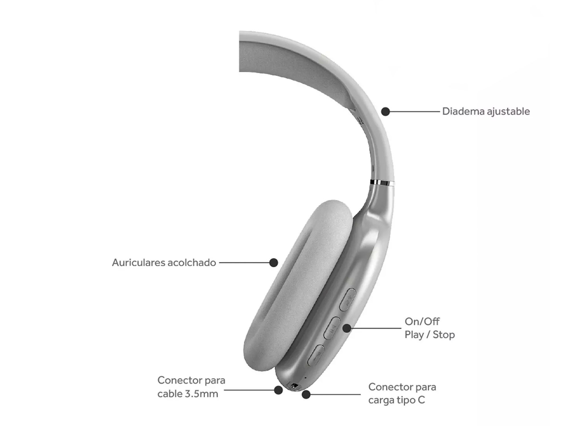 Partes De Auriculares Diadema Diademas Bluetooth Con Microfono