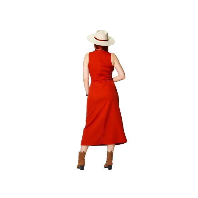 Vestidos-Bobois-Midi-Largo-Liso-Fruncido--Para-Mujer-S43131