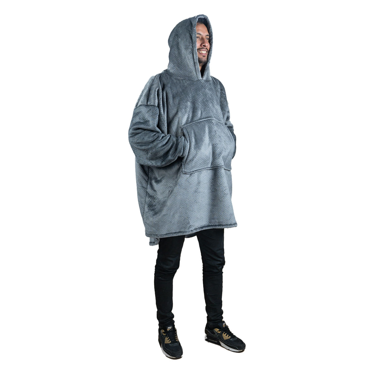 Sudadera Cobija Atlas ,Oversize con Capucha Adulto Unisex, Gris Claro-2