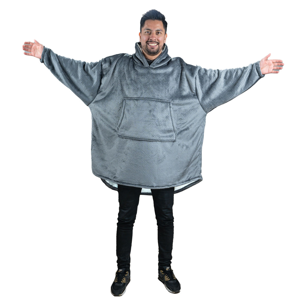 Sudadera Cobija Atlas ,Oversize con Capucha Adulto Unisex, Gris Claro-4