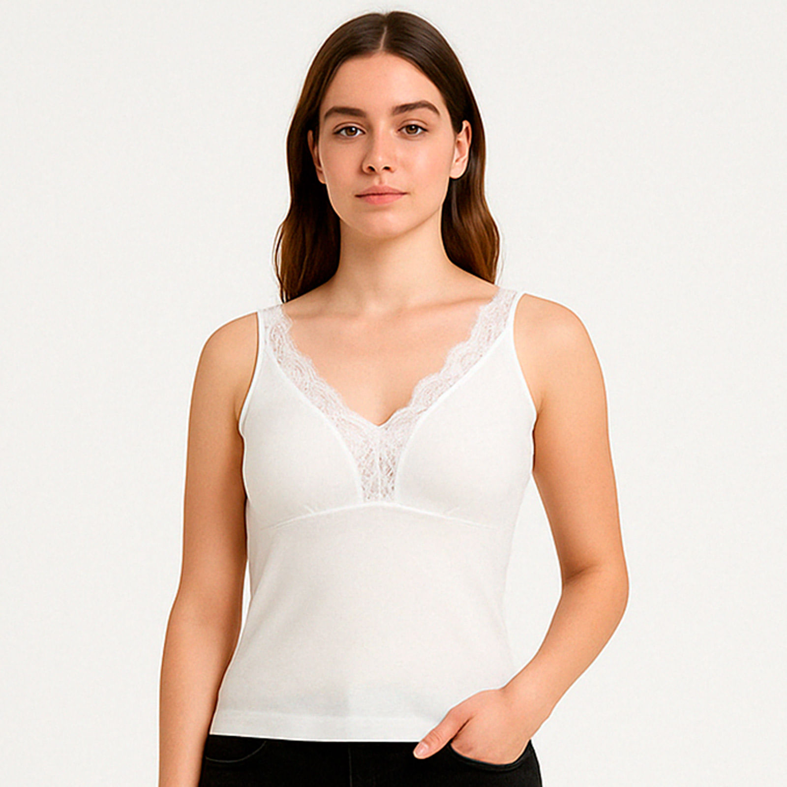 Blusa We 21 De Tirantes Con Encaje Para Mujer ASB-2602 Talla CH