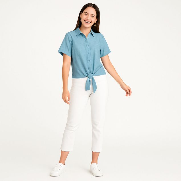 Blusa-We-Con-Nudo-Manga-Corta-Para-Mujer-RC-510C