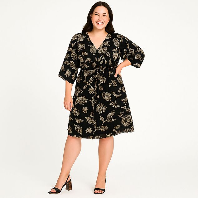 Vestido-Gilli-Con-Mangas-3-4-Floral-Para-Mujer-TSH-XAD1401