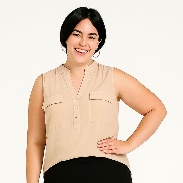 Blusa-We---Curvy-Casual-Sin-Mangas-Para-Mujer-TSH-ZB12398