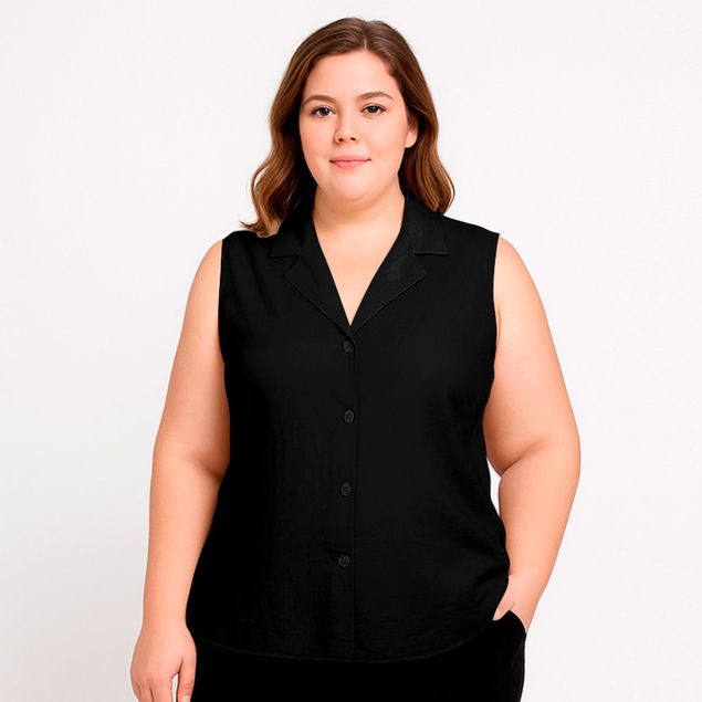 Blusa-We---Curvy-Con-Botones-Sin-Mangas-Para-Mujer-ELP-401X
