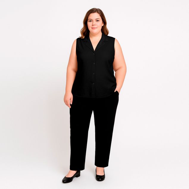 Blusa-We---Curvy-Con-Botones-Sin-Mangas-Para-Mujer-ELP-401X