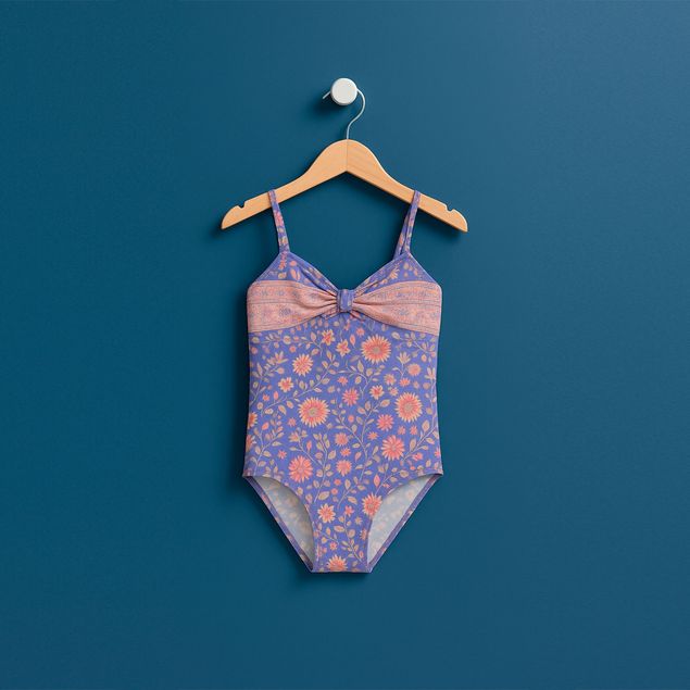 Traje-De-Baño-New-Berry-Completo-Con-Flores-Para-Niñas-BI-590A