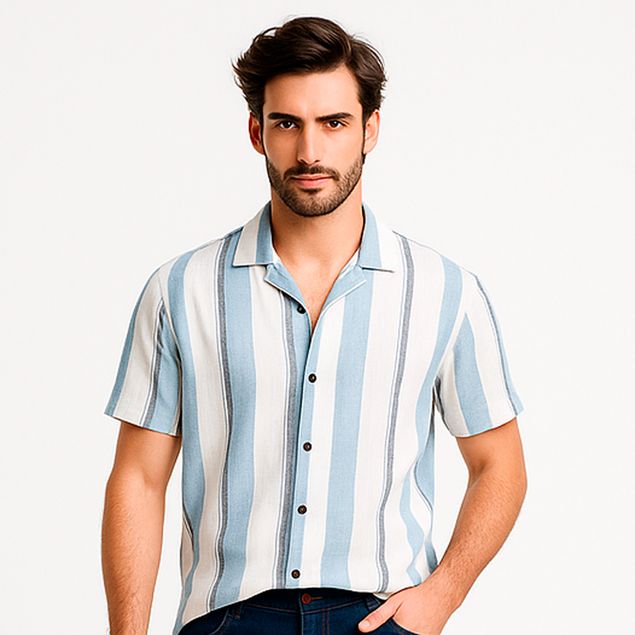 Camisa-Sherman-Morgan-Estampado-De-Rayas-Para-Hombre-98-509C