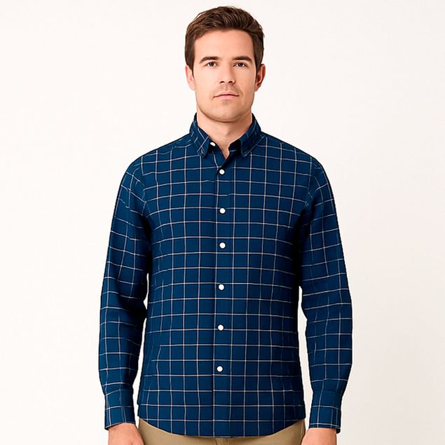 Camisa-Long-Beach-De-Cuadros-Para-Hombre-P11995