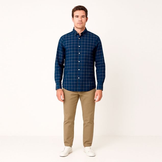 Camisa-Long-Beach-De-Cuadros-Para-Hombre-P11995