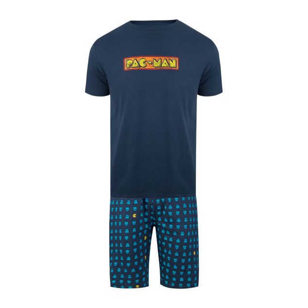 Pijama-Pacman-Con-Short-Y-Playera-Para-Hombre-2BLU
