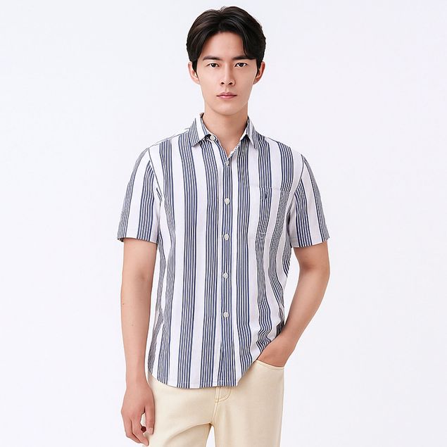 Camisa-Long-Beach-Estampado-De-Lineas-Para-Hombre-L4236