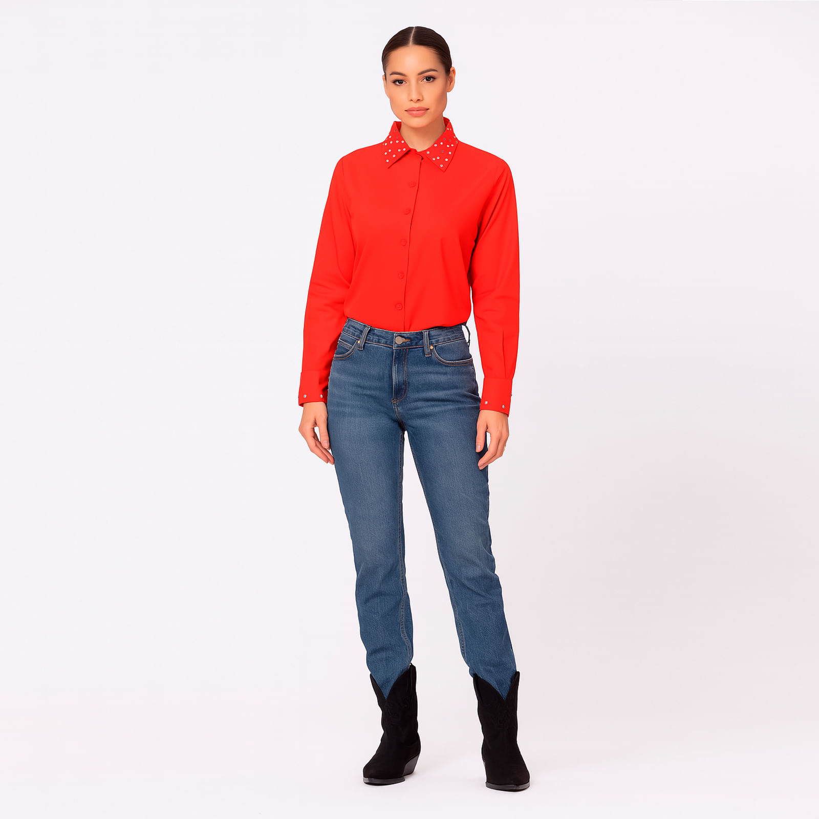 Blusa Morena Ros Con Piedras Para Mujer YU-1076 Talla CH-1