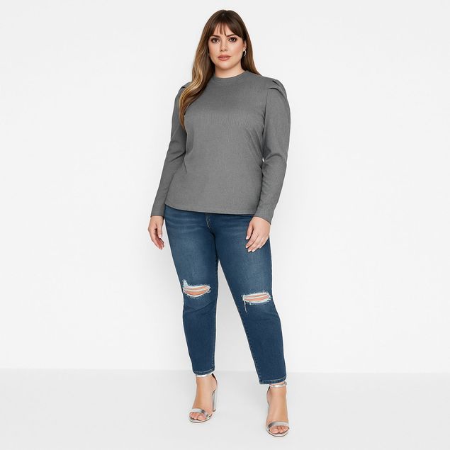 Blusa-We---Curvy-Con-Mangas-Tipo-Globo-Para-Mujer-ELP-413X