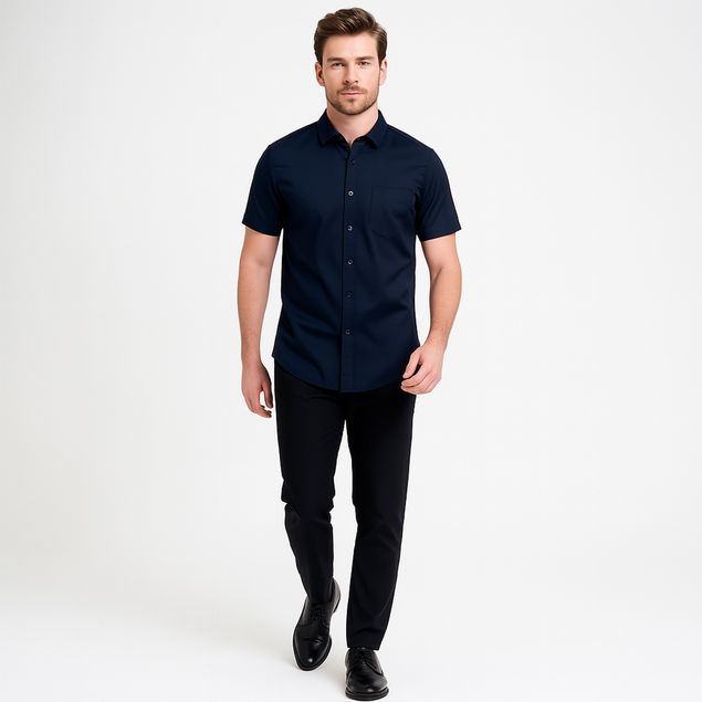 Camisa-Oggi-De-Vestir-Manga-Corta-Para-Hombre-2311301