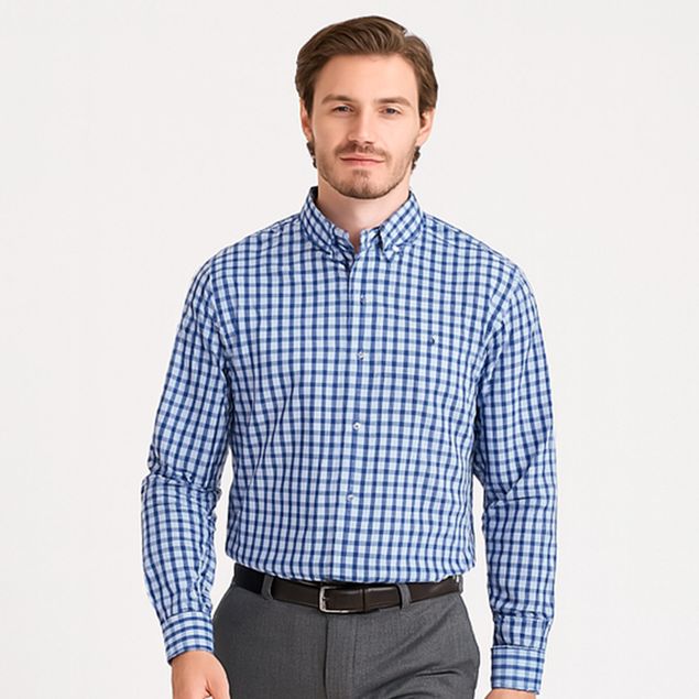 Camisa-Long-Beach-Estampado-De-Cuadros-Para-Hombre-LE188