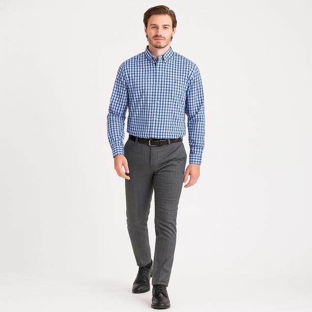 Camisa-Long-Beach-Estampado-De-Cuadros-Para-Hombre-LE188