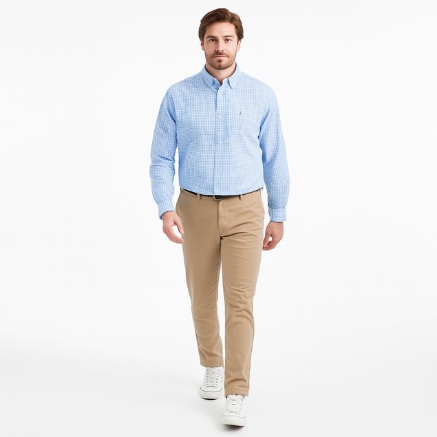 Camisa-Long-Beach-De-Vestir-Con-Mini-Cuadros-Para-Hombre-LEV21