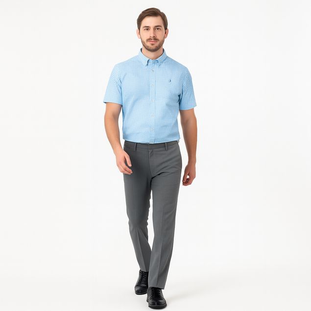Camisa-Long-Beach-Mini-Cuadros-Para-Hombres-LE321