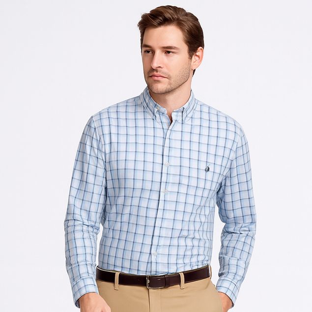 Camisa-Long-Beach-Estampado-De-Cuadros-Para-Hombre-LE182